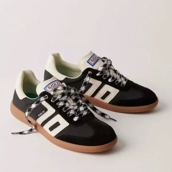 Free People Back 70 Ghost Sneakers Black Mixed Material 2 Tone Laces - Picture 2 of 11